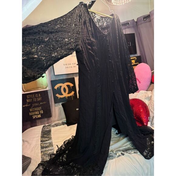 Avenue city chic fallen angel black boho vampy maxi dress 18/M 2xl xxl - Picture 7 of 12
